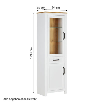 Vitrine Highboard Weiss Eiche