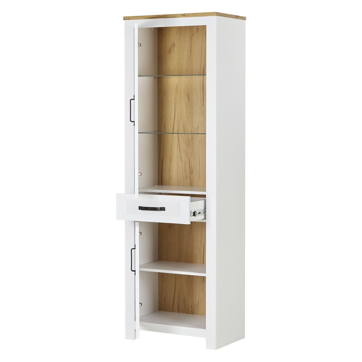 Vitrine Highboard Weiss Eiche