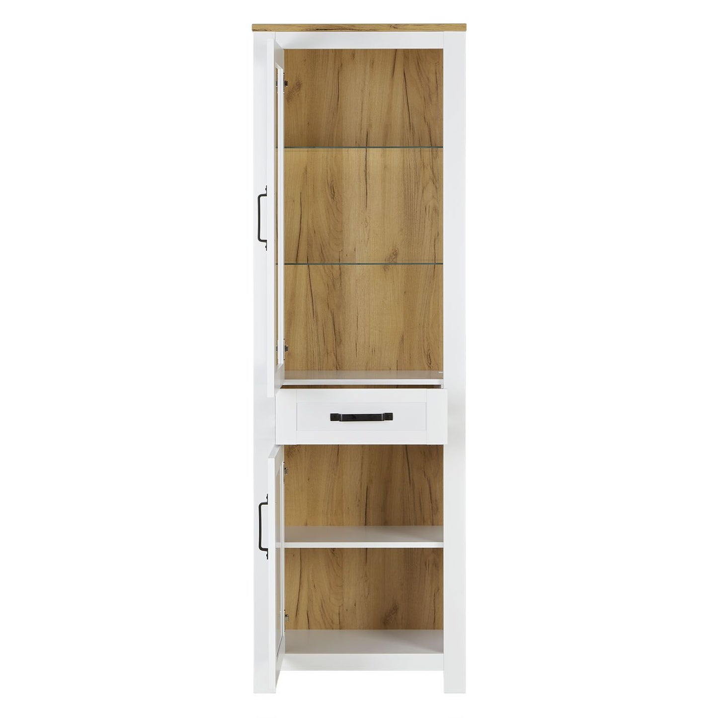 Vitrine Highboard Weiss Eiche