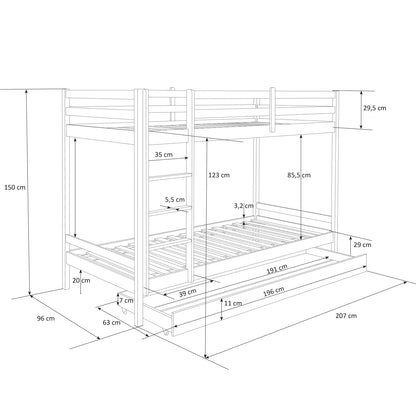 Etagenbett mit Matratzen und Bettkasten 90x200 cm Hochbett Kinderbett