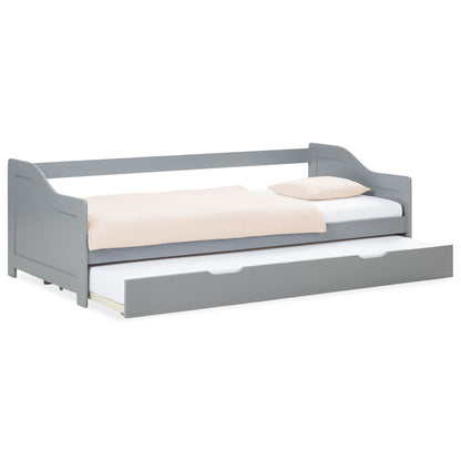 Holzbett 90x200 cm Grau | ausziehbar zum Doppelbett | Koje |mit Lattenrost | Duo-Bett kombinierbar Verwandlungsbett Multifunktionsbett