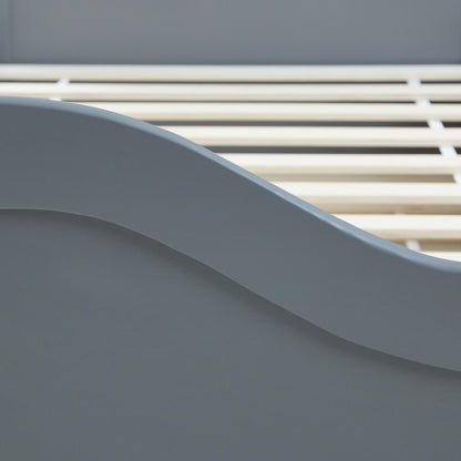 Holzbett 90x200 cm Grau | ausziehbar zum Doppelbett | Koje |mit Lattenrost | Duo-Bett kombinierbar Verwandlungsbett Multifunktionsbett