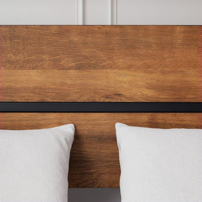 Metallbett mit Matratze & Lattenrost  140x200 cm Schwarz Braun