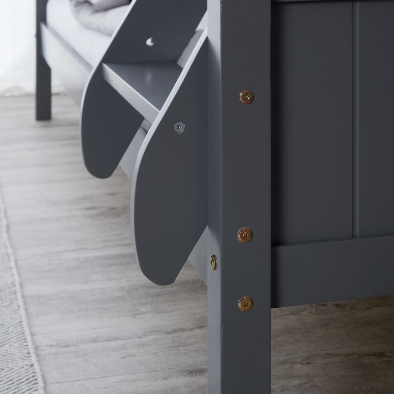 Etagenbett 2 Liegeflächen 90x200 cm und 140x200 cm Grau | mit Lattenrost - Palo24