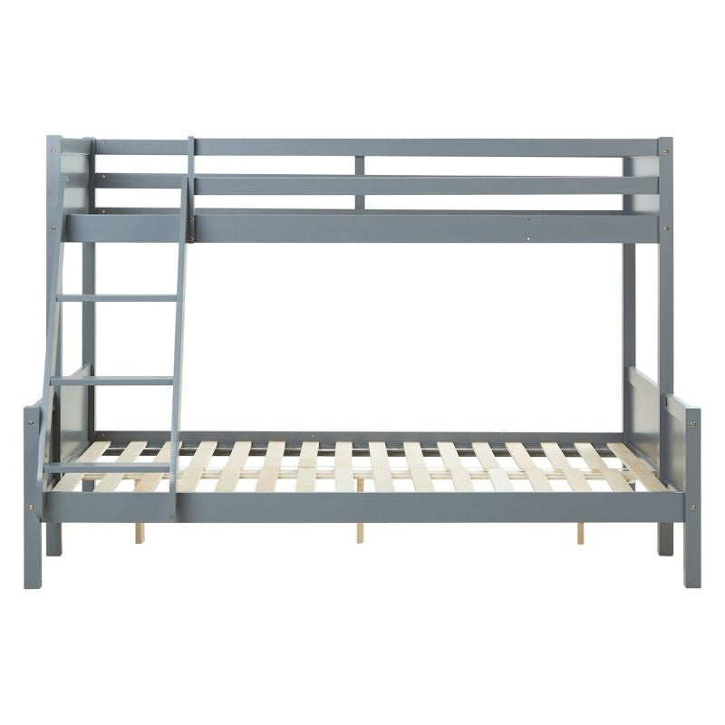 Etagenbett 2 Liegeflächen 90x200 cm und 140x200 cm Grau | mit Lattenrost - Palo24