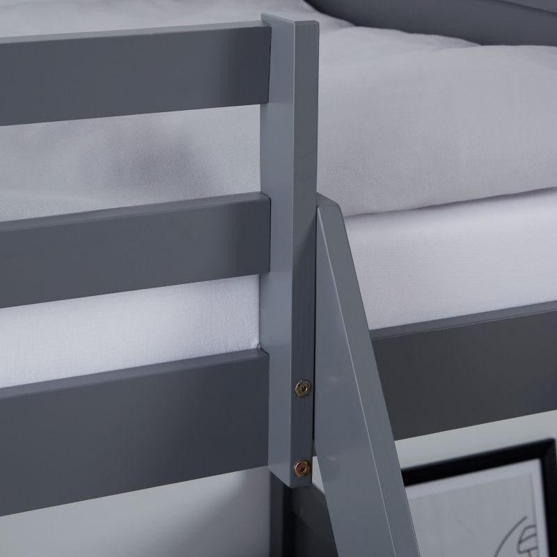 Etagenbett 2 Liegeflächen 90x200 cm und 140x200 cm Grau | mit Lattenrost - Palo24