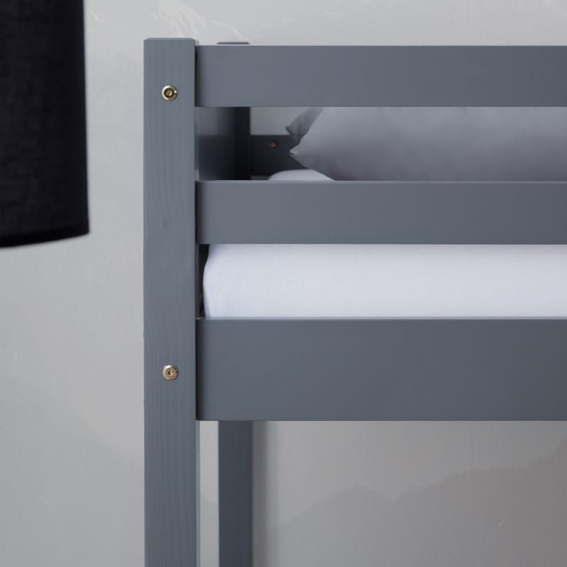 Etagenbett 2 Liegeflächen 90x200 cm und 140x200 cm Grau | mit Lattenrost - Palo24