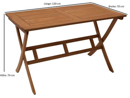 Table pliante BONITA 120x70cm, eucalyptus huilé, certifié FSC®