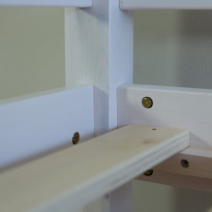 Hochbett mit Matratze 90x200 cm Rutsche Leiter Holz Kiefer Vorhang Pink Lattenrost