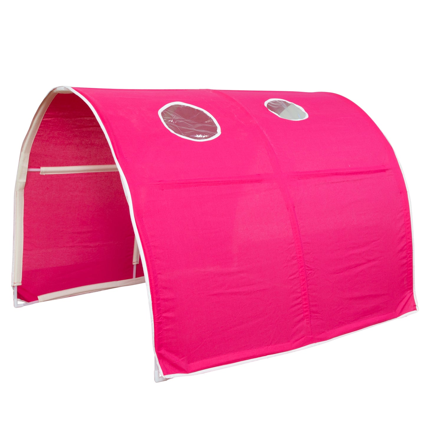 Hochbett mit Matratze 90x200 Rutsche Holz Kiefer Vorhang Tunnel pink Lattenrost