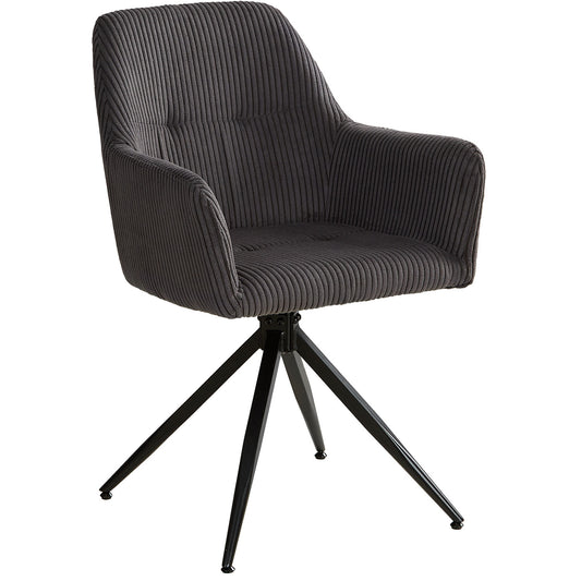 Polsterstuhl Cord Grau | einzeln | drehbar | mit Armlehnen | Küche Esszimmer Büro