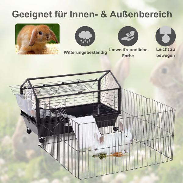 Nagerkäfig Hasenkäfig Meerschweinkäfig Kleintier mit Garten Balkon Metall