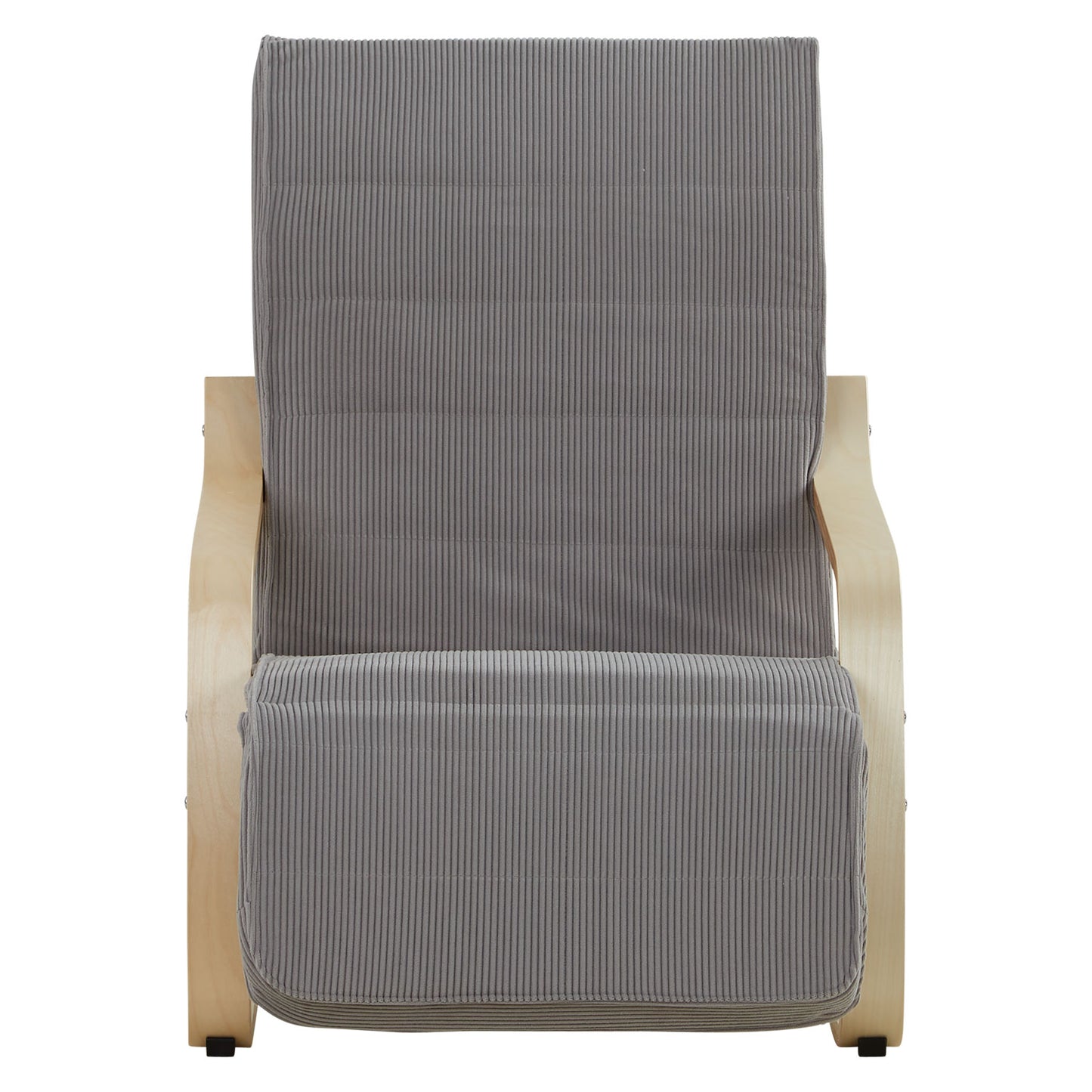 Relaxsessel Cord Dunkelgrau | mit Fußstütze | Holz Natur | Schwingsessel Schaukelstuhl