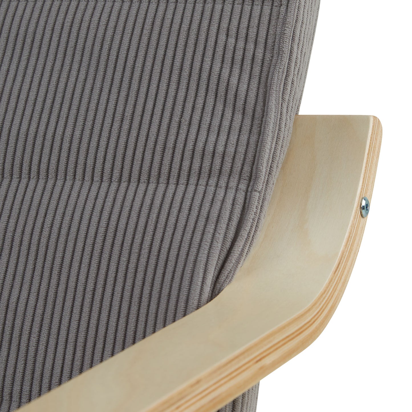 Relaxsessel Cord Dunkelgrau | mit Fußstütze | Holz Natur | Schwingsessel Schaukelstuhl