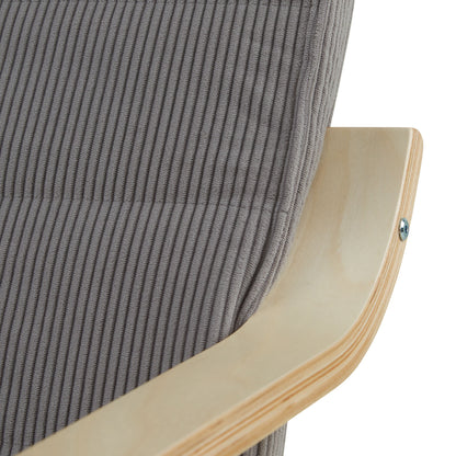 Relaxsessel Cord Dunkelgrau | mit Fußstütze | Holz Natur | Schwingsessel Schaukelstuhl