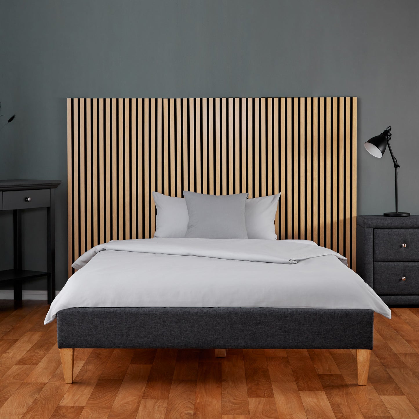 2er-Set Akustikpaneele Wandpaneele 60 x 60 cm Natur Eiche Holz 3D Leisten - Palo24