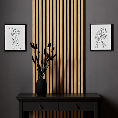 2er-Set Akustikpaneele Wandpaneele 60 x 60 cm Natur Eiche Holz 3D Leisten - Palo24