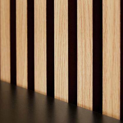 2er-Set Akustikpaneele Wandpaneele 60 x 60 cm Natur Eiche Holz 3D Leisten - Palo24