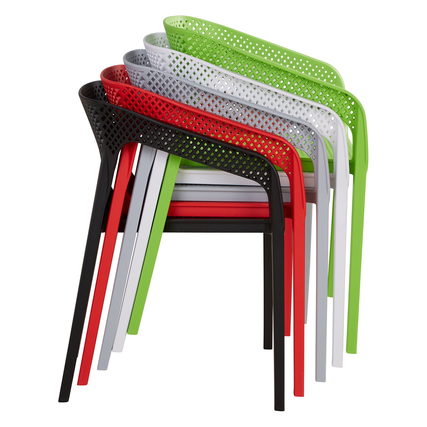 Gartenstuhl mit Armlehnen 2er Set Gartensessel Rot Kunststoff Stapelstühle