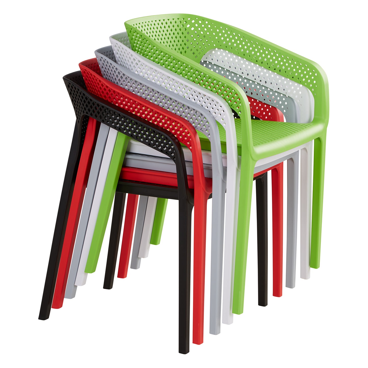 Gartenstuhl mit Armlehnen 2er Set Gartensessel Rot Kunststoff Stapelstühle