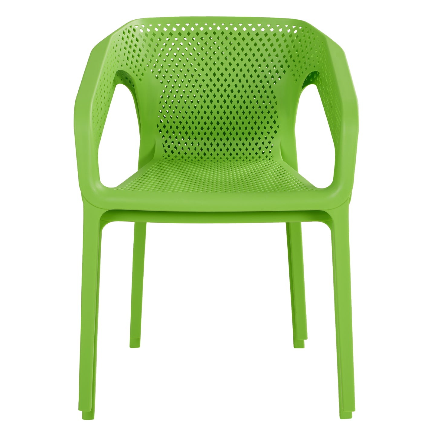 Gartenstuhl mit Armlehnen 2er Set Gartensessel Grün Kunststoff Stapelstühle