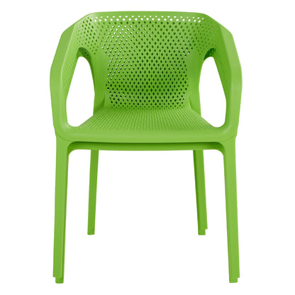 Gartenstuhl mit Armlehnen 2er Set Gartensessel Grün Kunststoff Stapelstühle