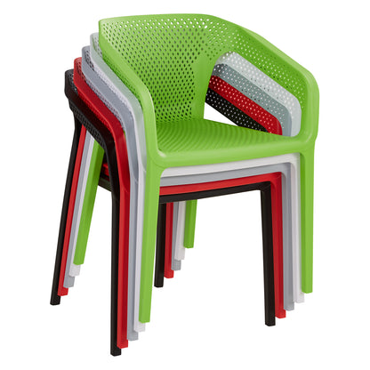 Gartenstuhl mit Armlehnen 2er Set Gartensessel Grün Kunststoff Stapelstühle