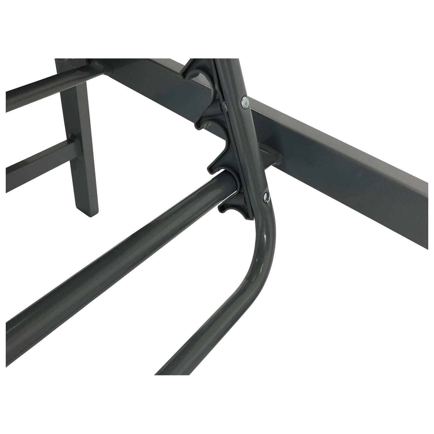 Lettino OSTIA, alluminio argento + tessuto tessile nero