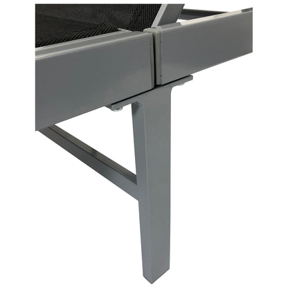 Lettino OSTIA, alluminio argento + tessuto tessile nero