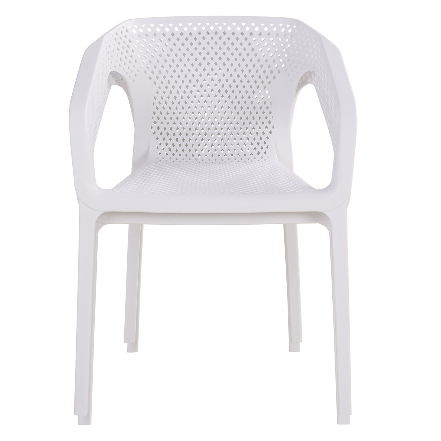 Gartenstuhl mit Armlehnen 6er Set Gartensessel Weiss Kunststoff Stapelstühle