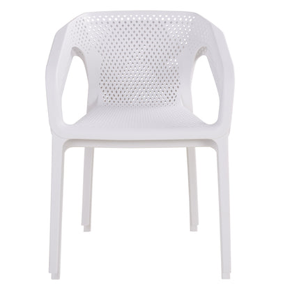 Gartenstuhl mit Armlehnen 6er Set Gartensessel Weiss Kunststoff Stapelstühle