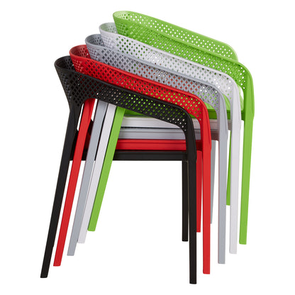 Gartenstuhl mit Armlehnen 6er Set Gartensessel Weiss Kunststoff Stapelstühle