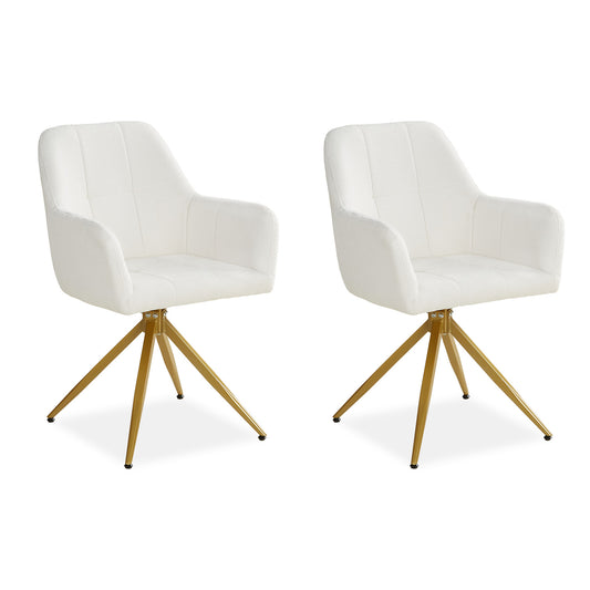 Polsterstuhl Bouclé Beige | 2er Set | drehbar | mit Armlehnen | Küche Esszimmer Büro