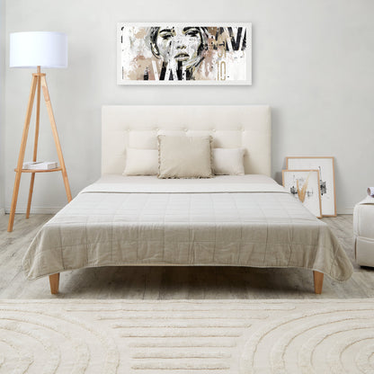 Polsterbett 140x200 cm Beige Bouclé | mit Lattenrost | mit Matratze | Doppelbett