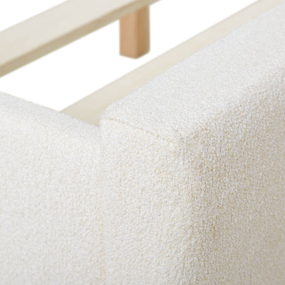 Polsterbett 140x200 cm Beige Bouclé | mit Lattenrost | mit Matratze | Doppelbett