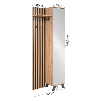 Garderobe Kleiderständer mit Spiegel Garderobenschrank Holz Eiche - Palo24