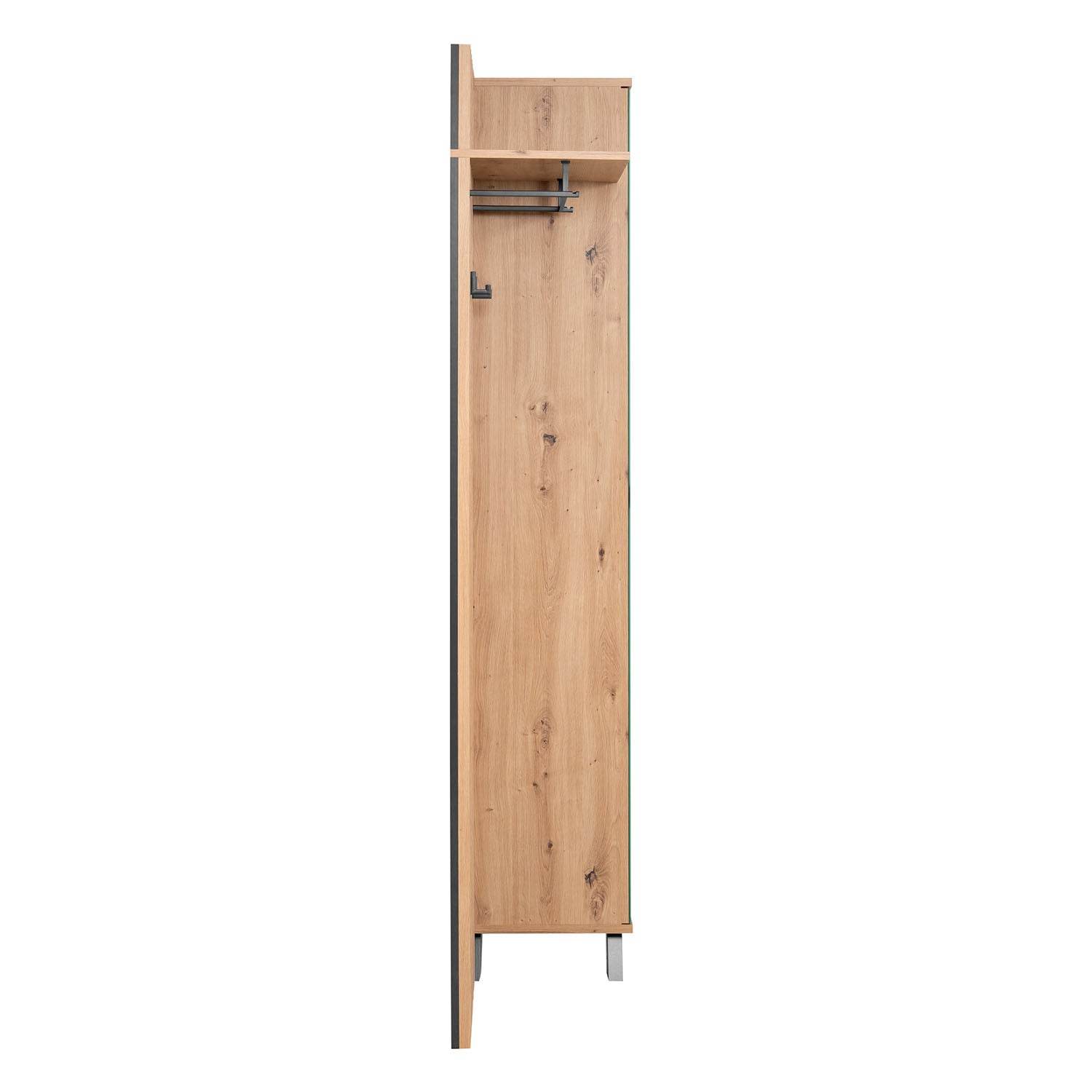 Garderobe Kleiderständer mit Spiegel Garderobenschrank Holz Eiche - Palo24