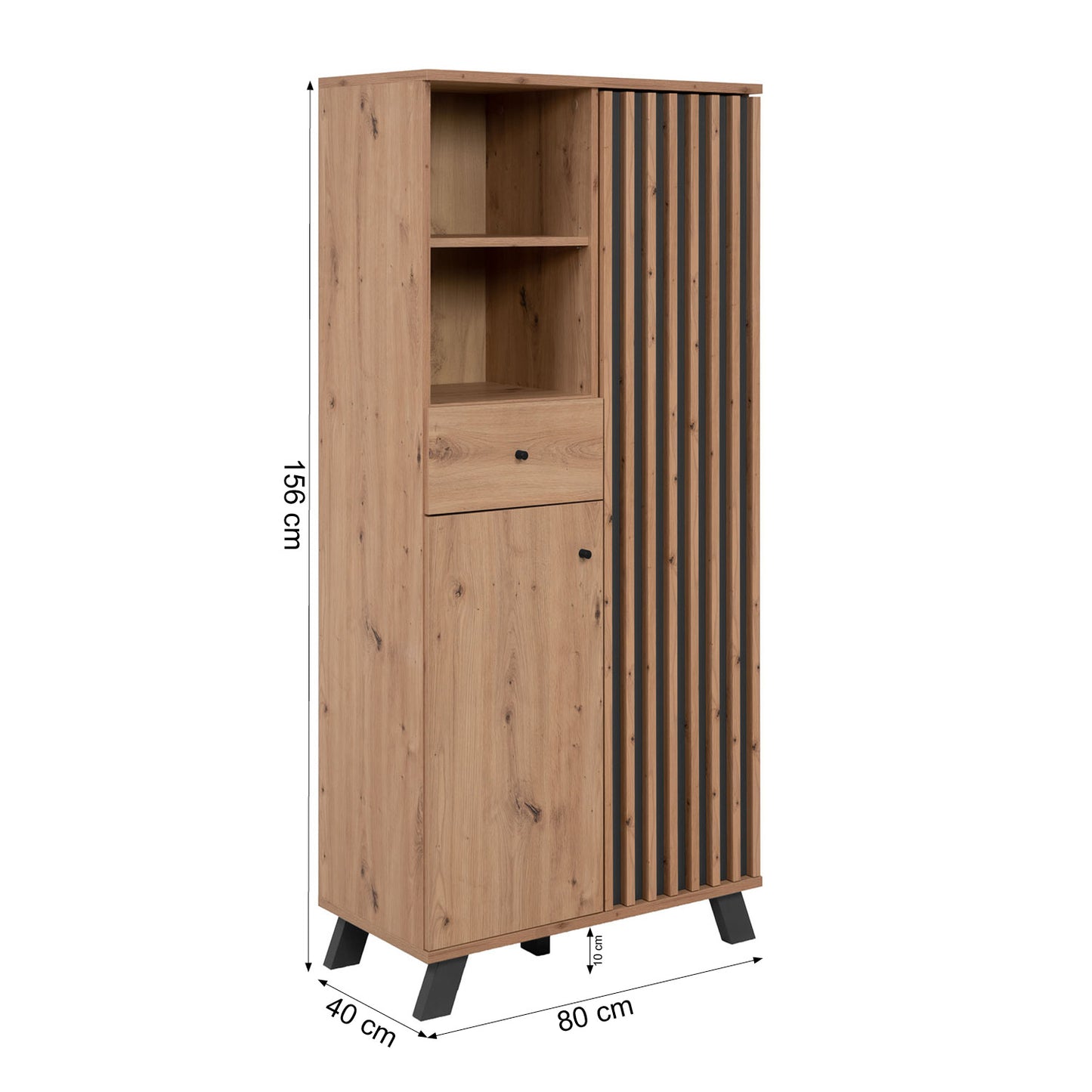 Kommode Highboard Wohnzimmerschrank Sideboard Holz Eiche