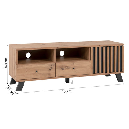 Lowboard TV 138 cm Fernsehschrank Holz Eiche