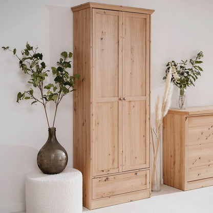Kleiderschrank Garderobe Holz Eiche Schrank Massiv 2 Türen - Palo24