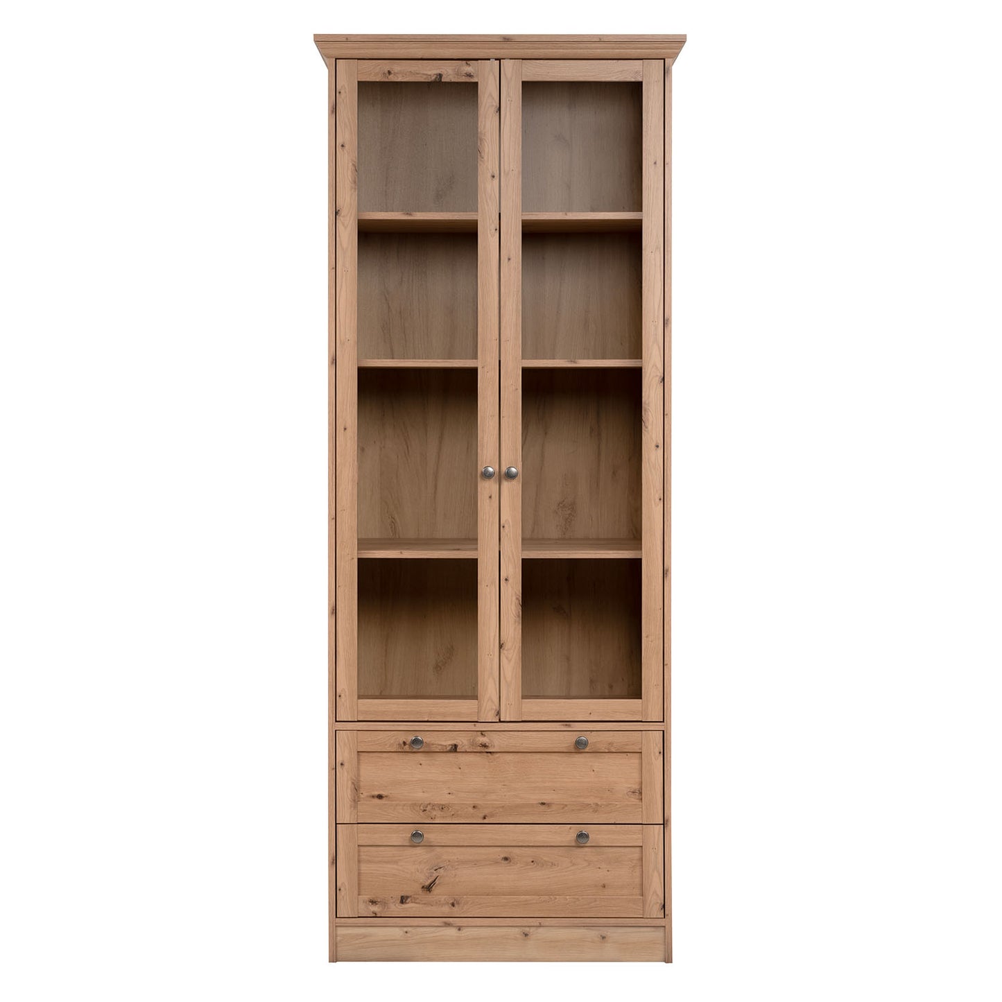 Vitrine Highboard Holz Eiche Glas Vitrinenschrank