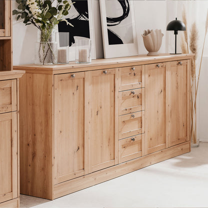 Cassettiera Credenza Stile Country 200 cm di larghezza Legno Rovere