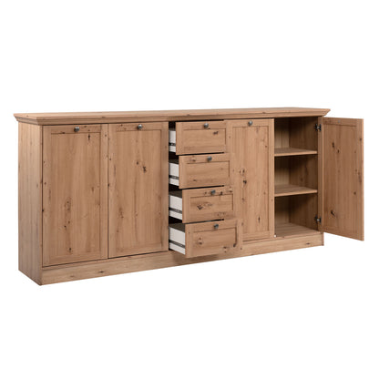 Cassettiera Credenza Stile Country 200 cm di larghezza Legno Rovere