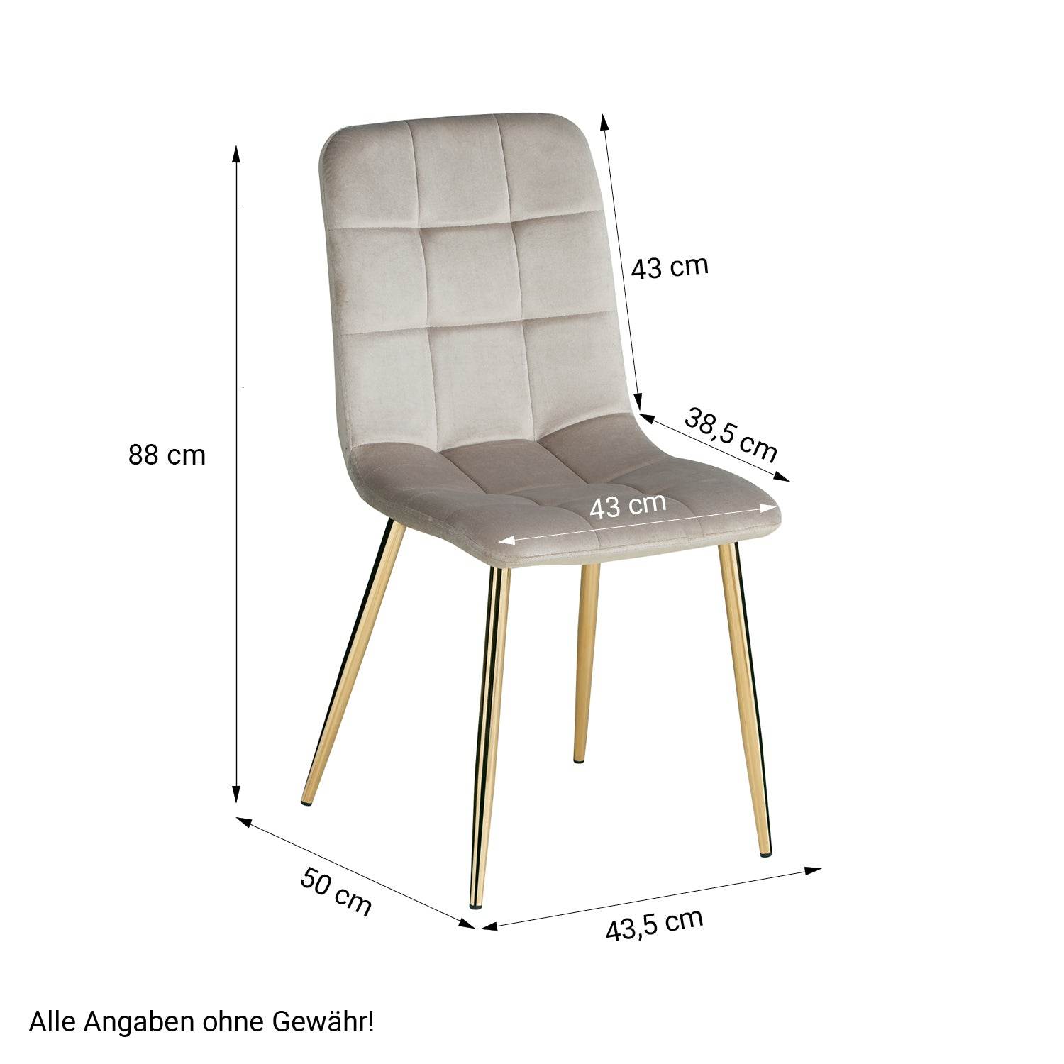 Esstisch mit 4 Stühlen Set 120x80 cm Samt Natur Creme - Palo24