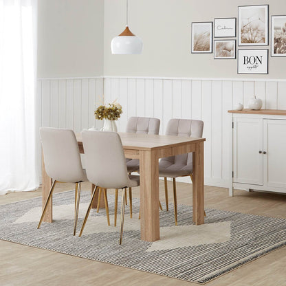 Esstisch mit 4 Stühlen Set 120x80 cm Samt Natur Creme - Palo24