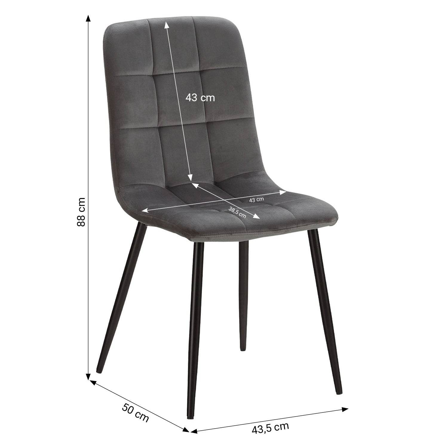 Esstisch mit 4 Stühlen Set Essgruppe Samt Grau Holz Weiss 120x80 cm Massiv - Palo24