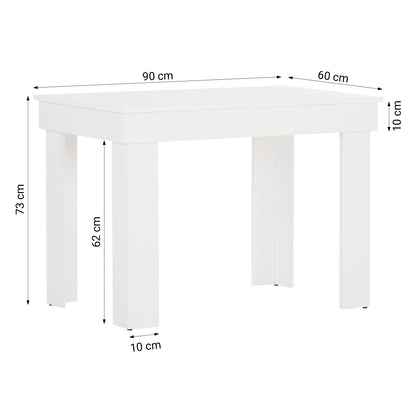 Essgruppe | 2er-Set Polsterstühle Grau Samt ohne Armlehne | Esstisch Weiss 90 x 60 cm