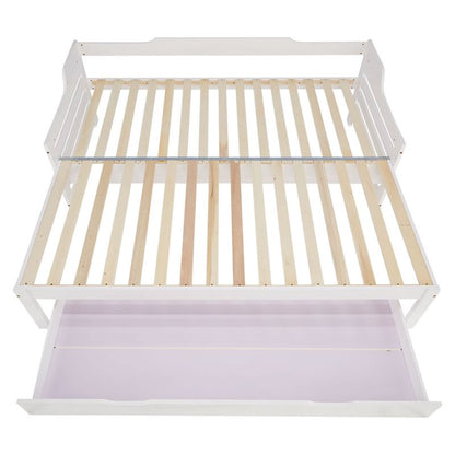 Holzbett 90x200 ausziehbar mit Bettkasten & Matratze Weiss - Palo24