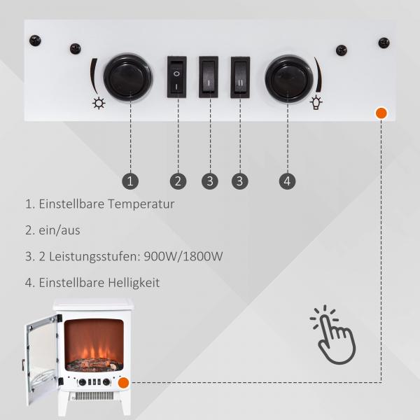 LED Elektrokamin Standkamin Kaminofen mit Flammeneffekt 900/1800W