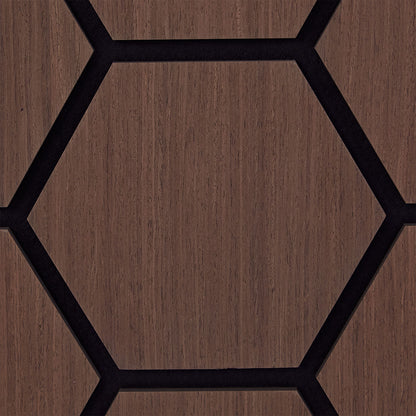 4er Set Akustikpaneele Wandpaneele Hexagon Wabe 76 x 62 cm Braun Walnuss Holz 3D - Palo24